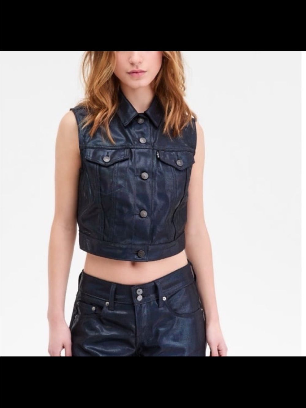 NWT Levi’s women’s coated trucker vest color luminous night size large